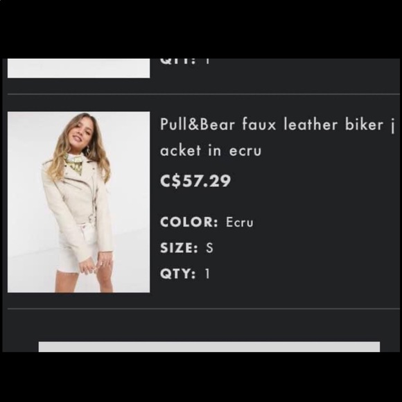NWT Off White Vegan Faux Leather Biker Jacket - pull&bear - Picture 4 of 4